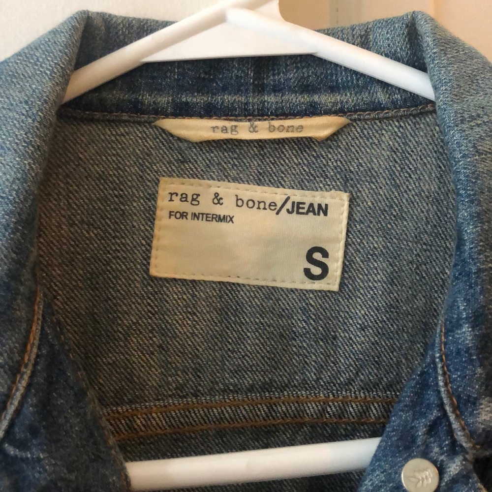 rag & bone/JEAN Small denim jacket/leather sleeves - Picture 3 of 8